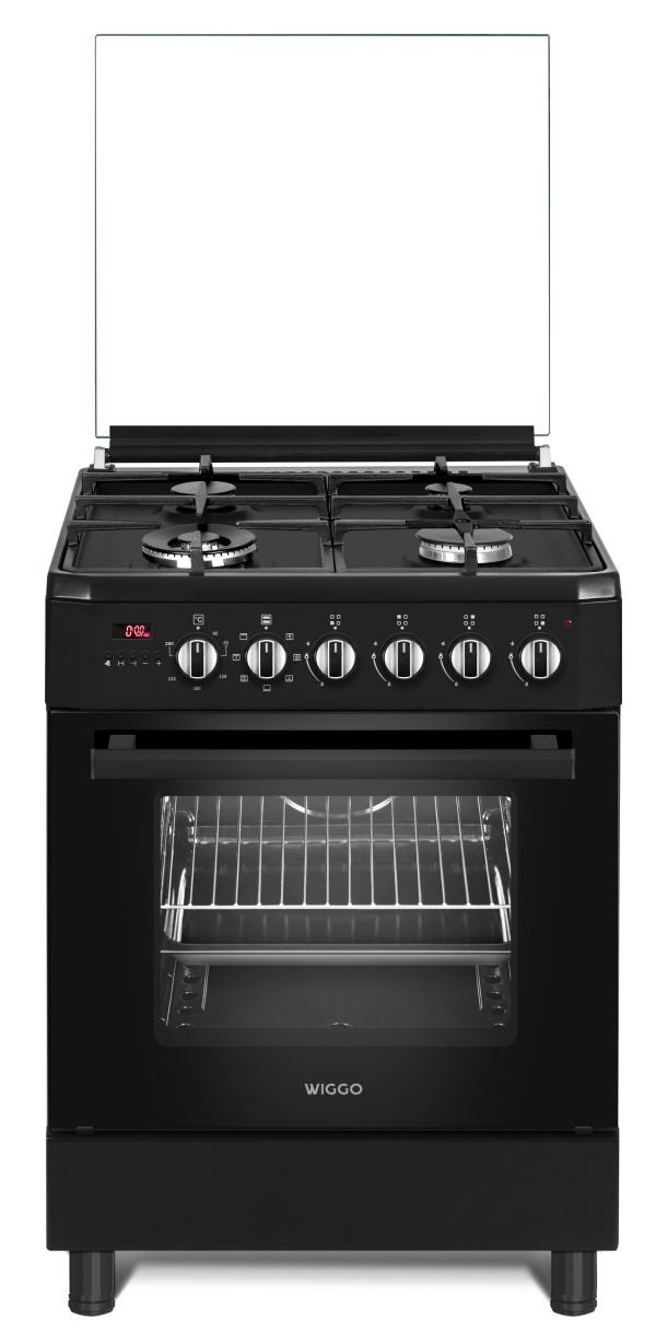 Wiggo WO-E639R (BB) - Vrijstaand Fornuis - Zwart - Wok - Nieuw in Doos