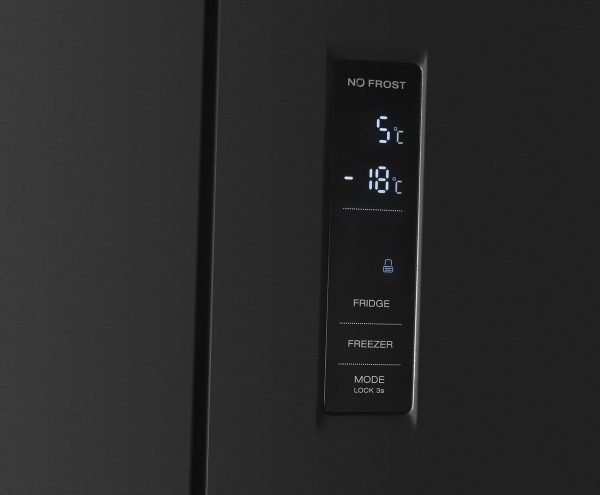 Wiggo WR-MD18(DX) - Amerikaanse Koelkast - No Frost - Water Dispenser - Met Display - Super Freeze - 419 Liter - Zwart - Afbeelding 3