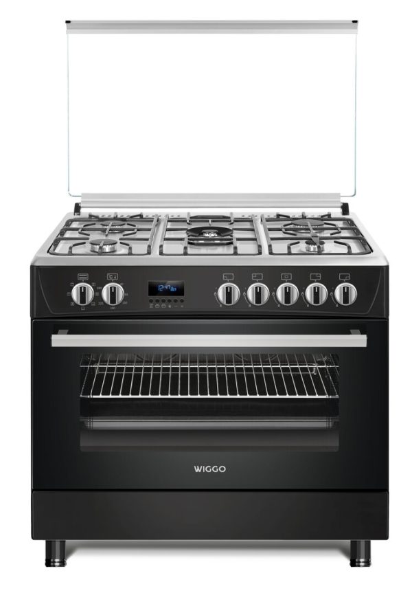 Wiggo WO-E909R (BX) - 90cm - A - Vrijstaand Fornuis - Zwart RVS - Nieuw