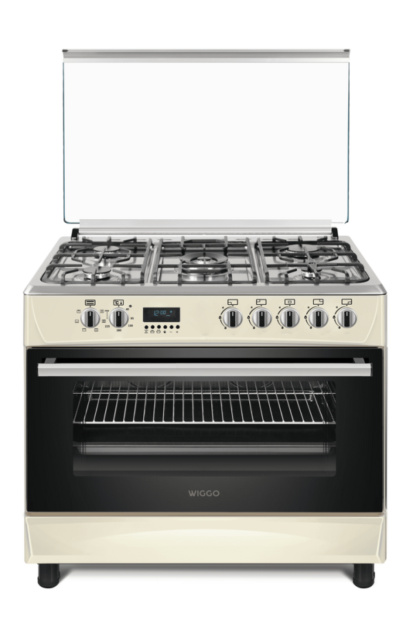 Wiggo WO-E909R (CX) - 90cm - A - Vrijstaand Fornuis - Créme RVS - Nieuw